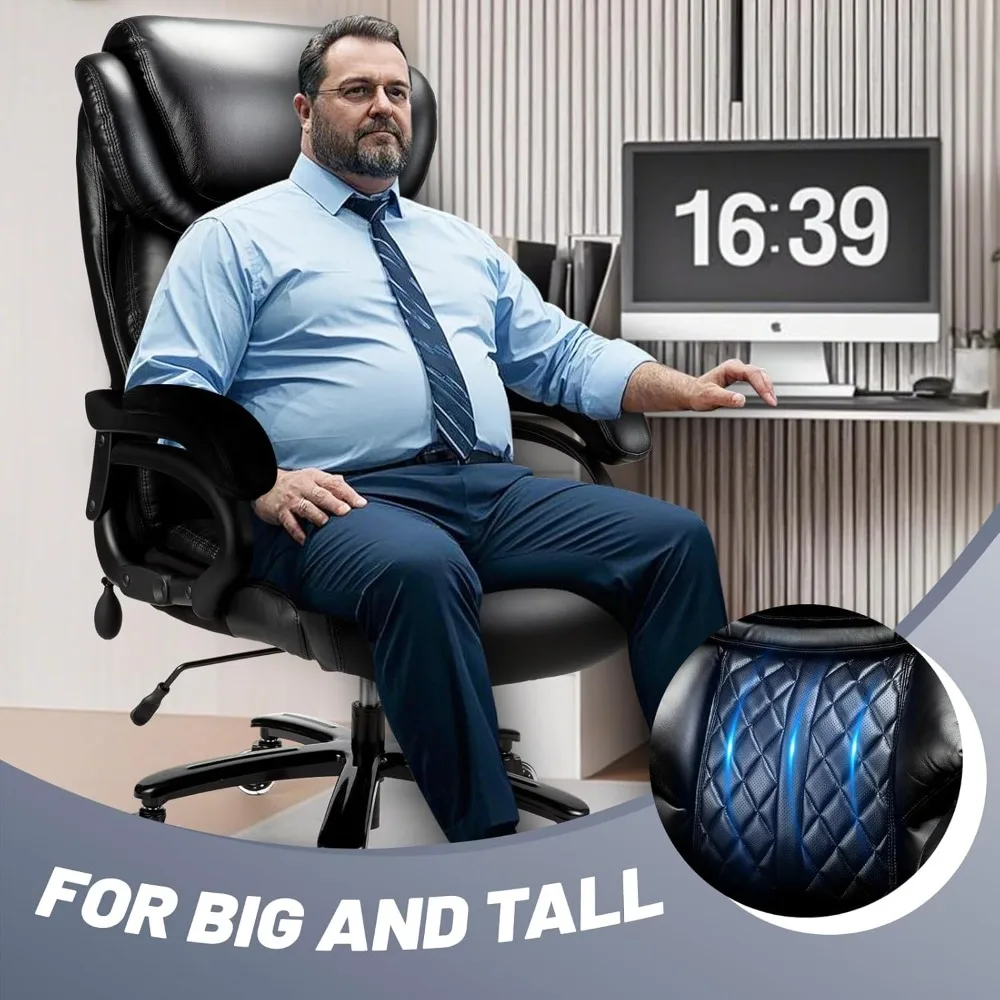 

Big and Tall Office Chair 800lbs,with Adjustable Lumbar Support and Quiet Wheels- Large Desk Chair