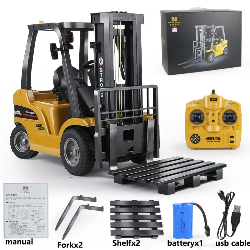 Huina 1577 R/C Truck 1/10 Remote Controlled Car Forklift Crane Rc Electric Engineering Car Toys Vehicle Gifts For Children