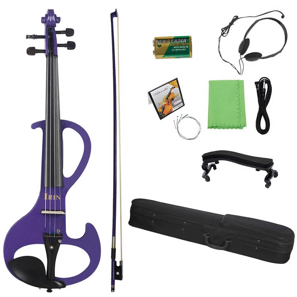 

Professional 4/4 Electric Violin Fiddle Stringed Instrument Purple Electric Fiddle With Case Cable Headphone For Music Lovers