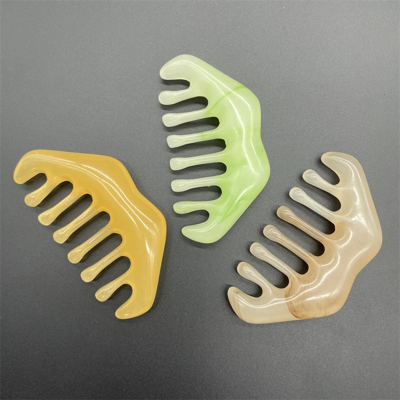 Natural Stone Gua Sha Massage Comb Head Body Scraping Reflexology Blood Scraping Hair Comb Scalp Care SPA