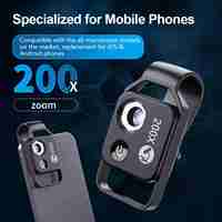 200X Professional Phone Microscope Lens with Universal Phone Clip for Plant Insect Hair Skin Observation Jewelry Ja