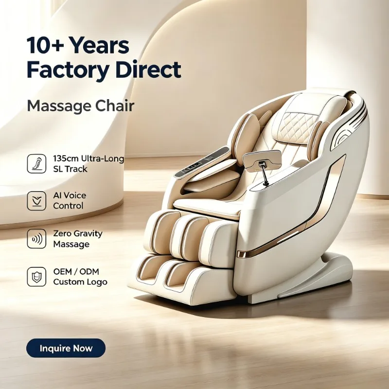 Luxury Electric 4D Shiatsu Massage Chair Zero Gravity Full Body Hot Compress PU Leather Wireless Remote Control Professional SL