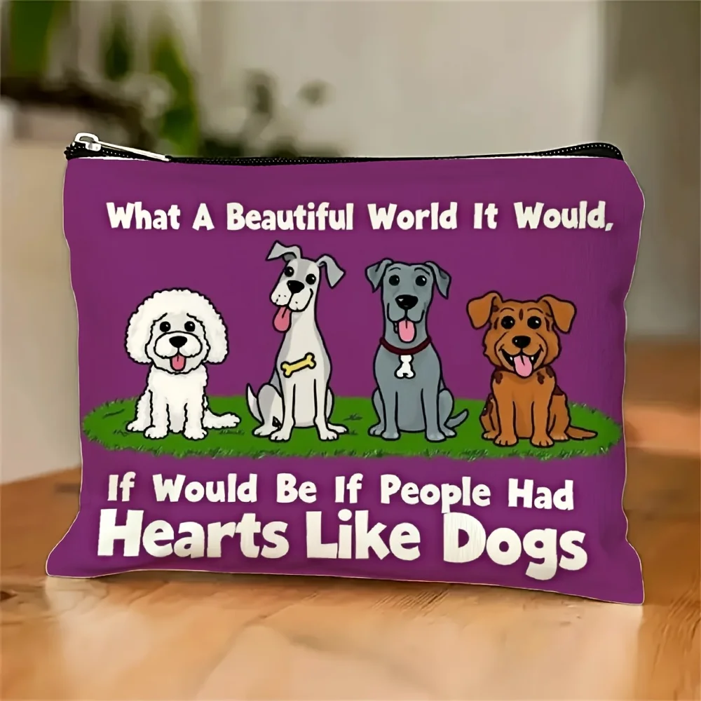 

A Cute Dog Themed Makeup Bag- Multifunctional Zipper Pouch, Jewelry Storage Bag, Perfect Travel Zipper Small Storage Bag.