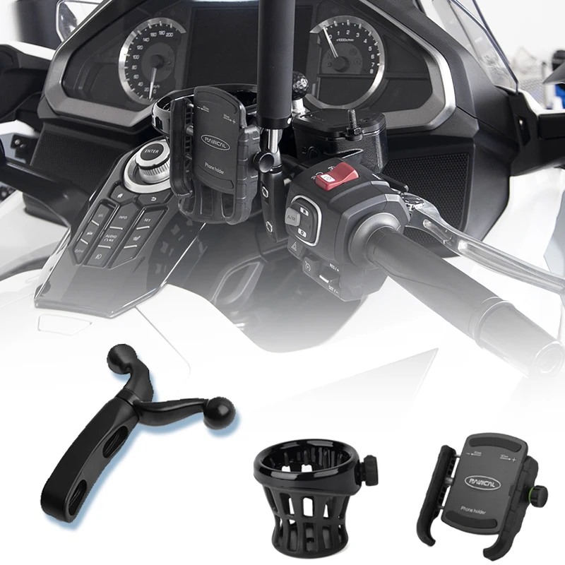 

PANICAL Handlebar Mounting Bracket Expansion Bracket Drink Holder for Honda Gold Wing GL1800 F6B 2018 2019 2020 2021 2022 2023