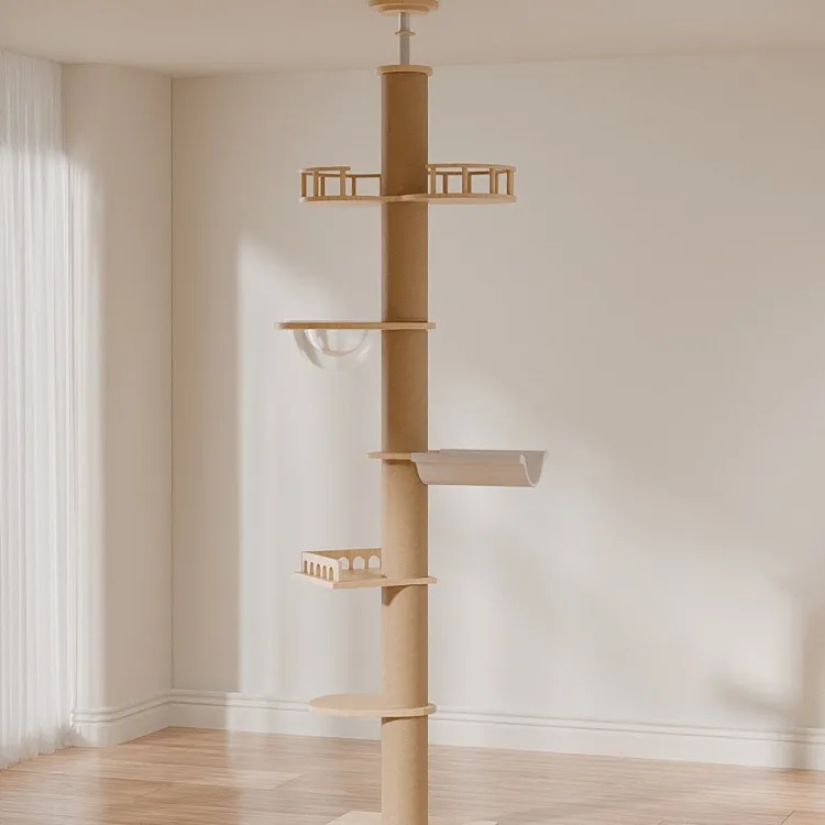 

*/*Cat Climbing Frame Household Tongtian Pillar Nest Cat Climbing Column Cat Tree Against The Wall Solid Wood Viewing Platf