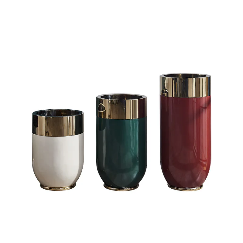 High-end indoor light luxury floor-to-ceiling flower pot ornament insert villa vase