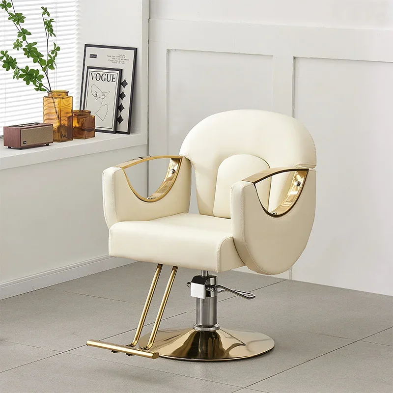 

White Portable Salon Chair Luxury Designed Barbershop Beauty Barber Chair Swivel Stool Cadeira De Barbeiro Salon Furniture