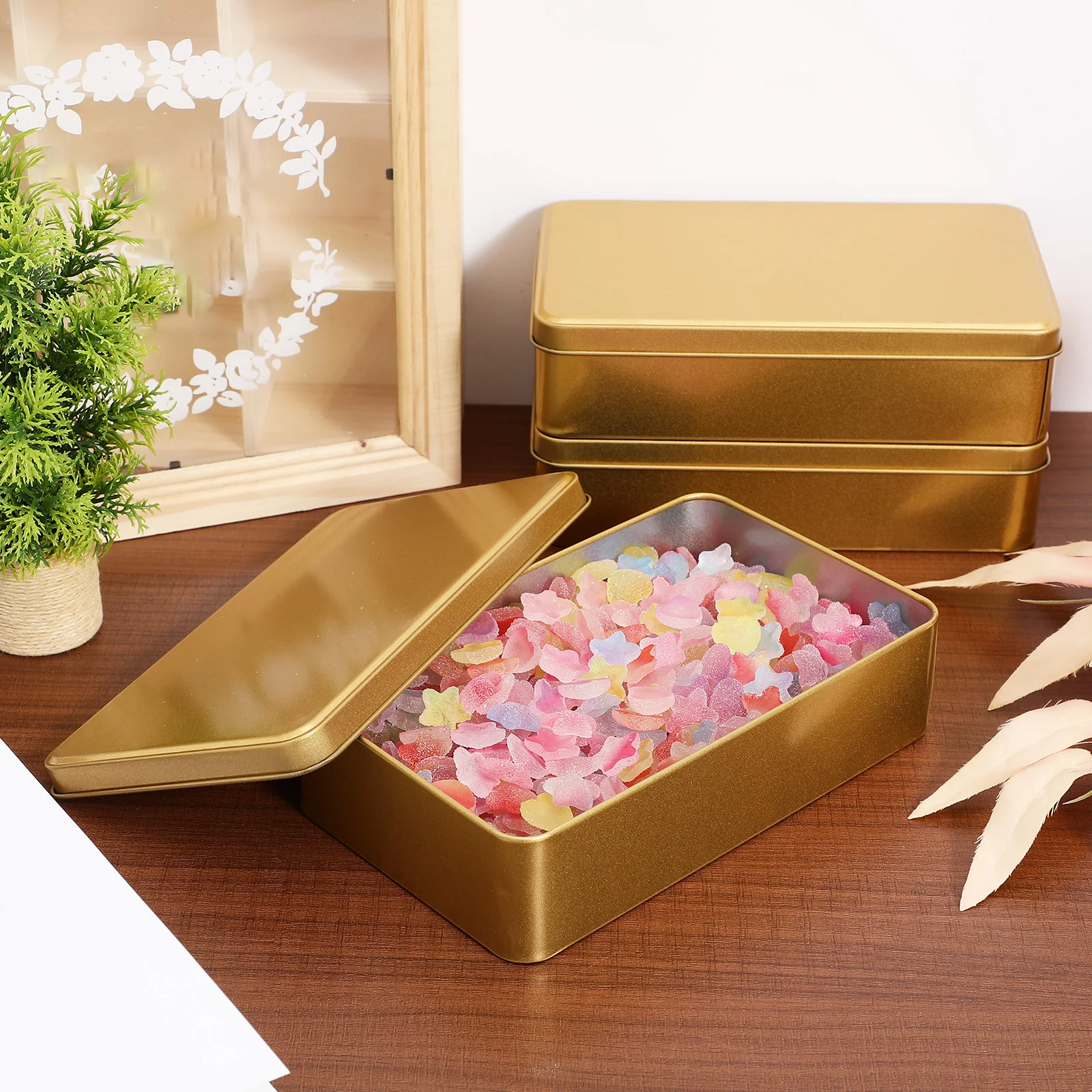 

3 Pcs Tinplate Storage Box Candy Tins High with Lids Empty Containers