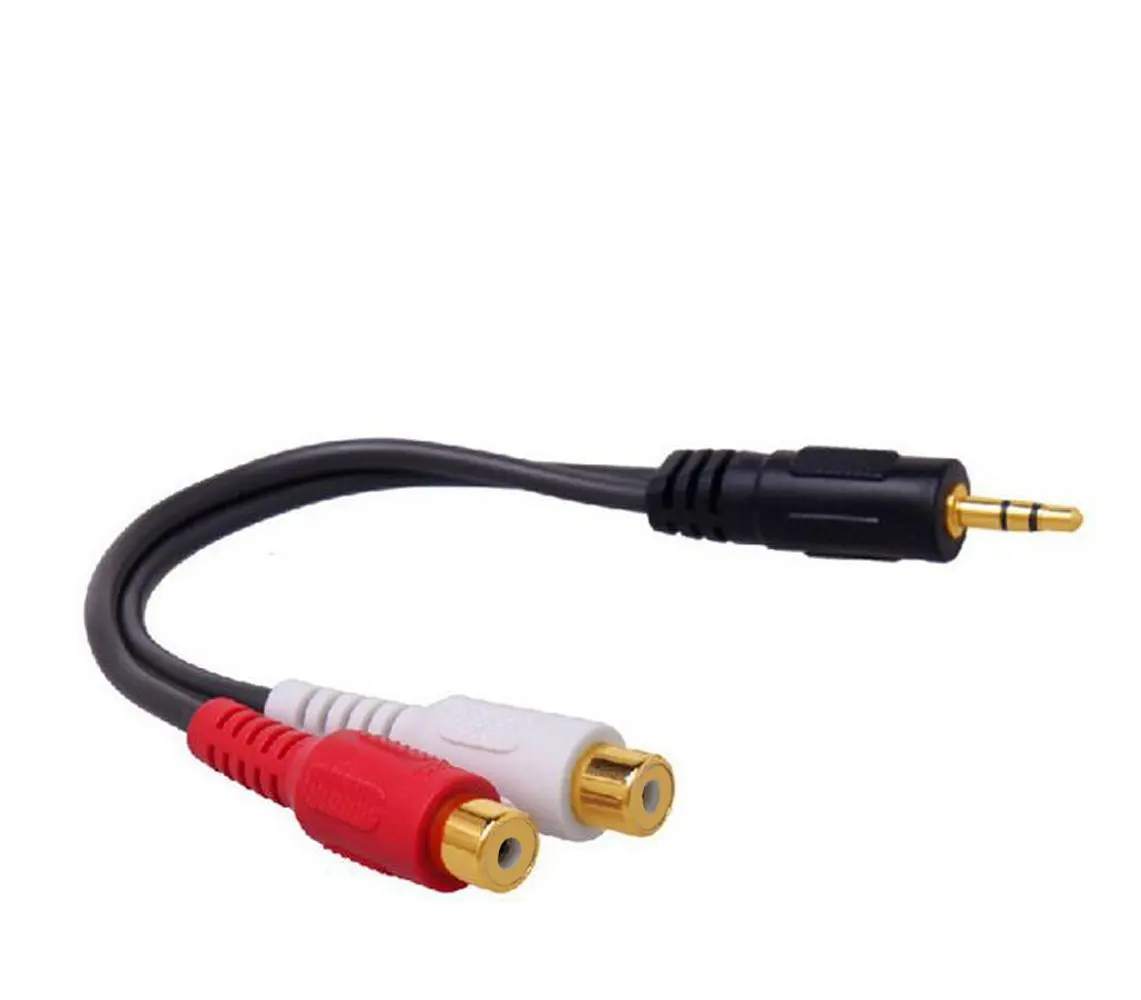 Adaptateur de convertisseur de câble audio stéréo RCA, Jack mâle vers 2 RCA femelle, 3.5mm, haute qualité