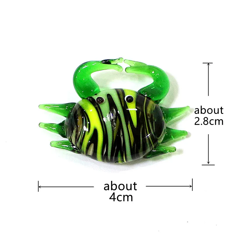 Handmade Cute Mini Glass Crab Figurine Tiny Marine Animal Statue for Home Desktop Ornament Aquarium Fish Tank Decor Accessories