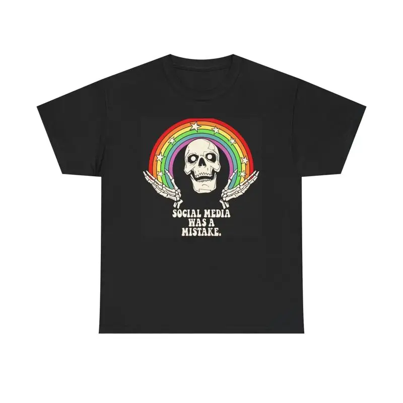 Social Media Was A Mistake T Shirt Vintage Funny Retro Heavy Cotton
