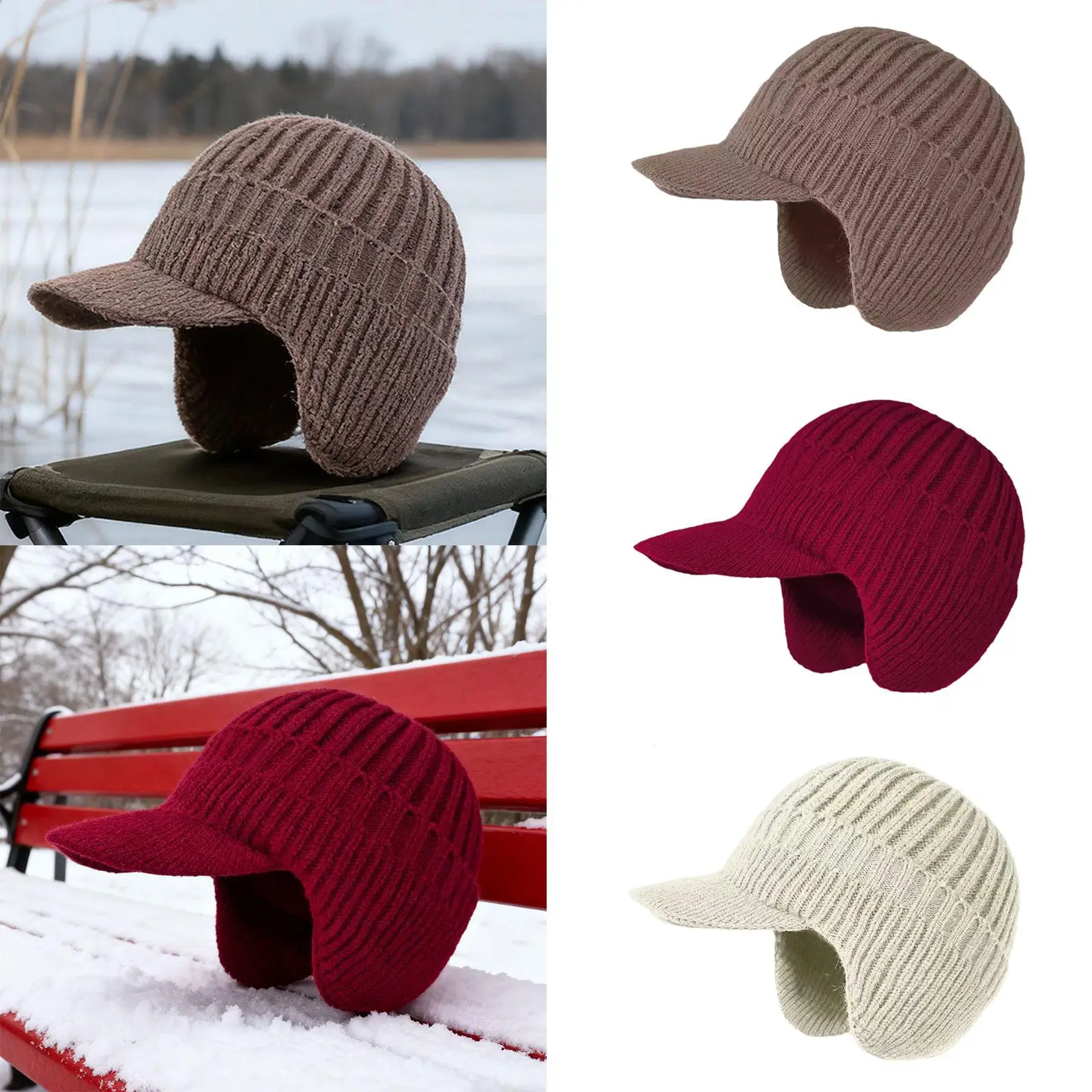 Beanies Cap Warm Waterproof Men Winter Beanie Hat for Cold Weather Cycling