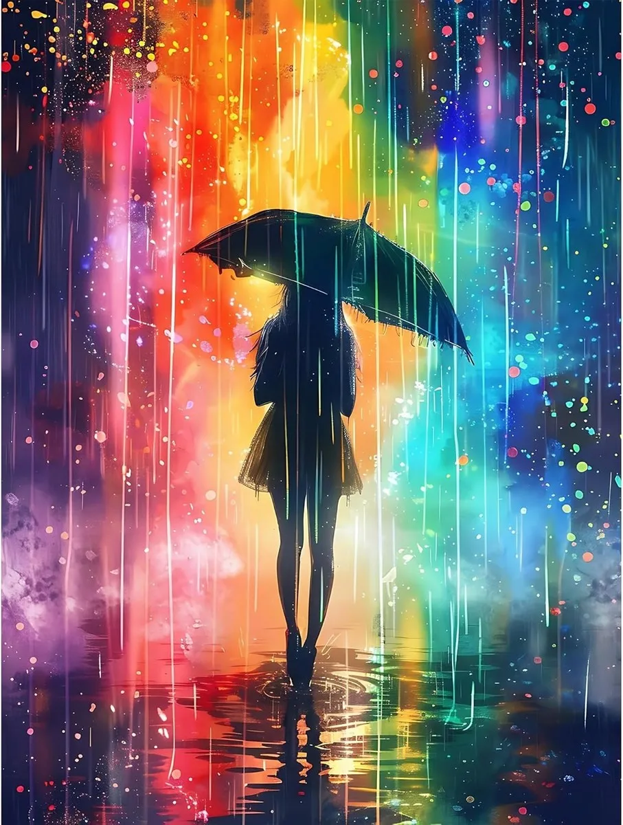 

Div 5D Девушка Дождь Красочный Радужный Уличный Зонт Полный Алмазная Картина Наборы Вышивки Крестом Художественные Персонажи 3D Краска Алмазом