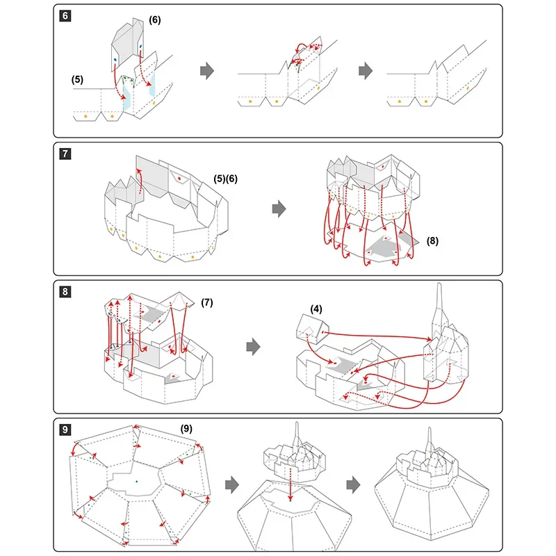 モントサントミシェルミニ3Dペーパーモデルハウスペーパークラフト、DIYアート、折り紙の建物、子供と大人、手作りのクラフトおもちゃ、フランス、QD-205