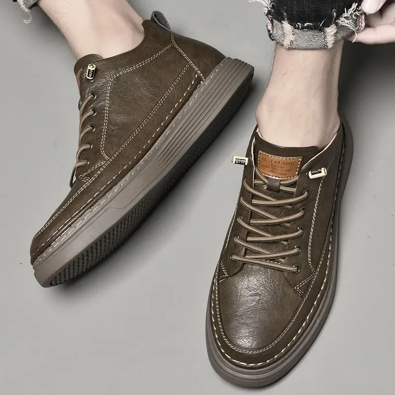 

2025 Tenis Trainers Men Outdoor Shoes Warm Winter Flats Genuine Leather Vulcanized Sneakers Trend Casual Leather Footwear