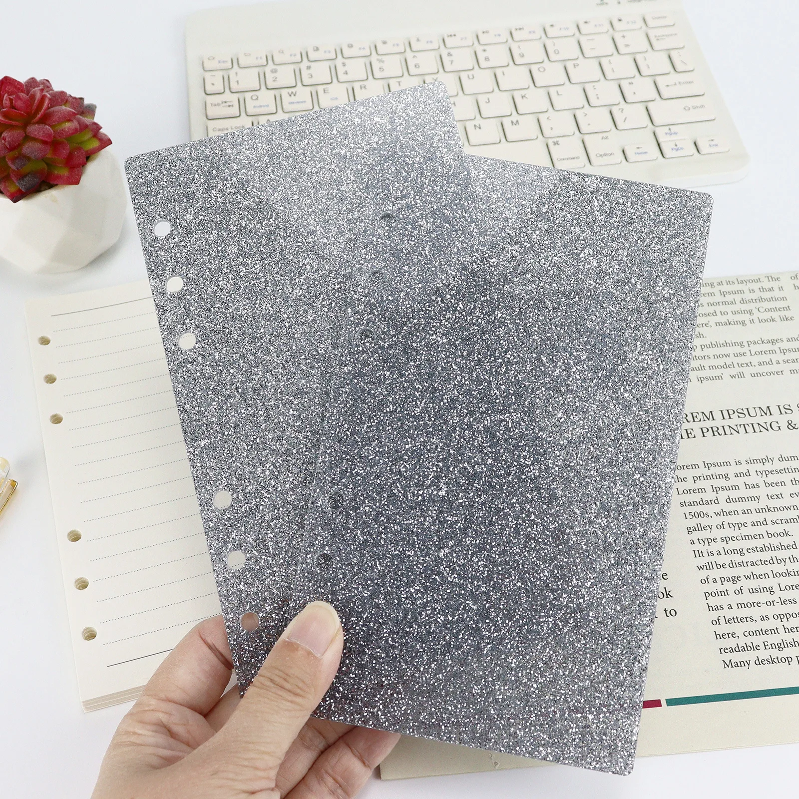 A6 Transparent Acrylic Water Ripple Loose Leaf Binder Cover DIY Account Book Journal Planner Office Stationery Supplies