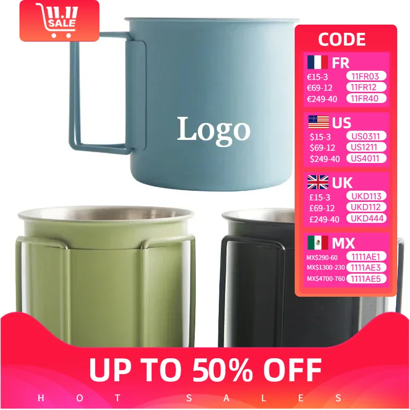 

330ml 304 Stainless Steel Coffee Cup Outdoor Portability Cold Water Beer Mug Lid Cups Man Outdoor Tea Mugs Free Customized Logo