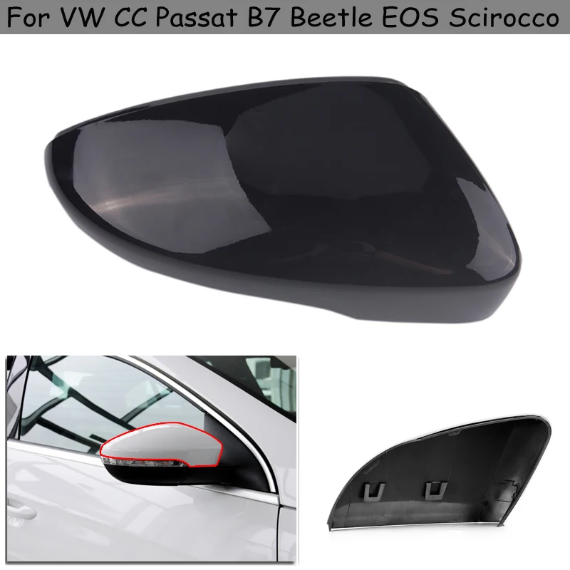 Wing Side Mirror Cover Cap Fit For VW Beetle CC Eos Passat Jetta Scirocco Gloss black,Car Accessories