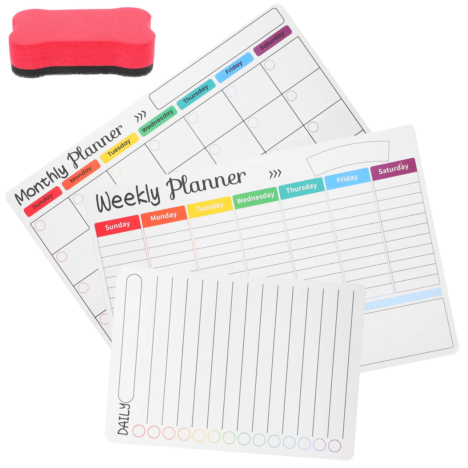 

1Set Multiuse Desktop Dry Erase Board Smooth Writing Plastic Material Weekly Planner for Fridge White Board Planner