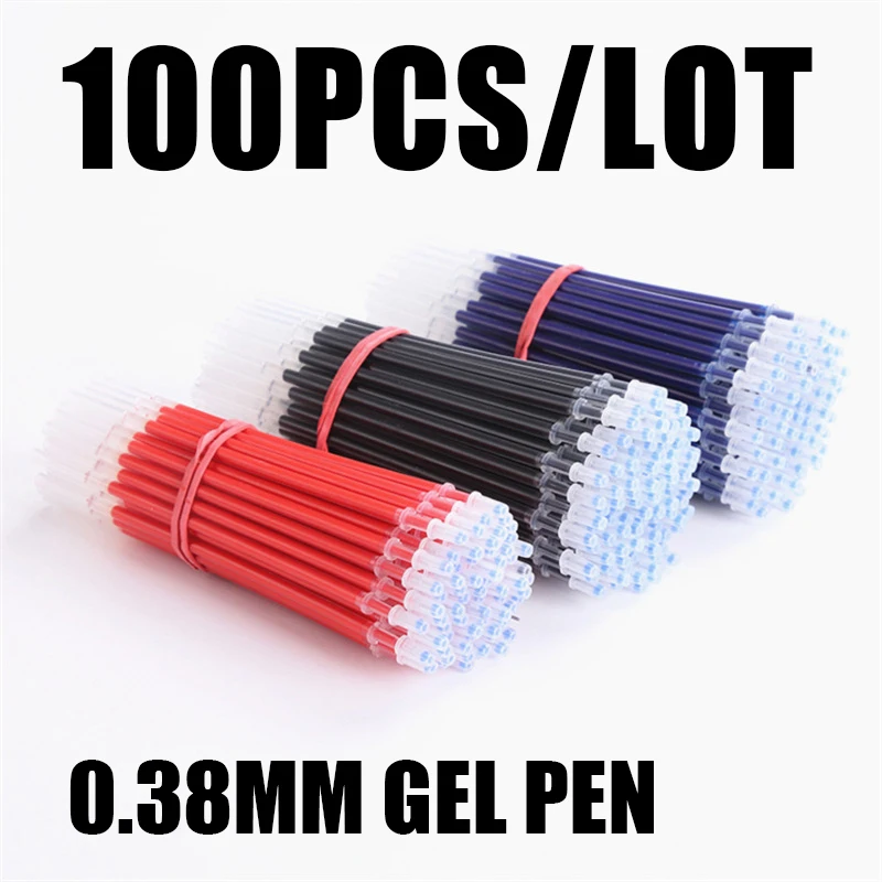 

100Piece/lot 0.38mm Gel Pen Refill Ink Refill Full Syringe Student Office Study Supplies Strongly Sticky Silicone Double Energy