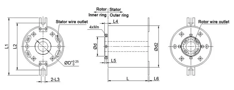 Custom Ingiant Large Current Electrical Slip Ring Hollow Hole 50mm 20A 30A IP68 Protective Level Wind Generator Slip Ring