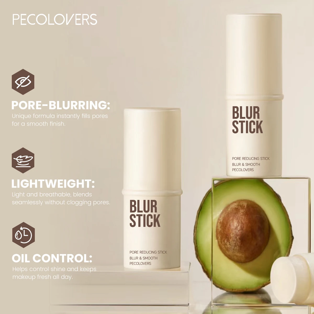 1pc finition impeccable pores invisibles apprêt pour le visage-fond de teint en bâton de finition mate longue durée et contrôle de l'huile, Texture lisse