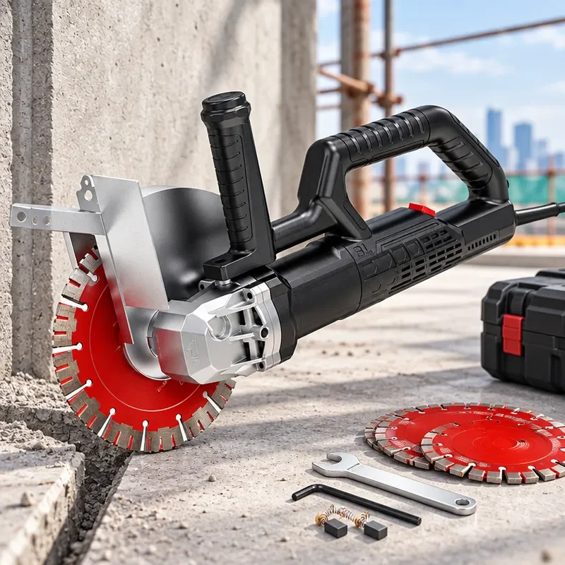 For 195mm Single Piece Brushless Grooving Machine High Power Wall Concrete Cutter Water Cooling Dust Free Slotting Tool for