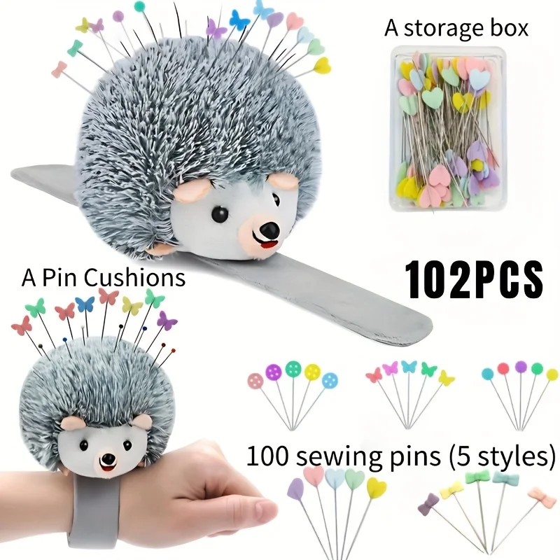 Hedgehog Wrist Pins Cushions for Sewing Pins Cute Pin Cushion Wrist Sewing Pin Cushion with Elastic Strap for Handicrafts DIY