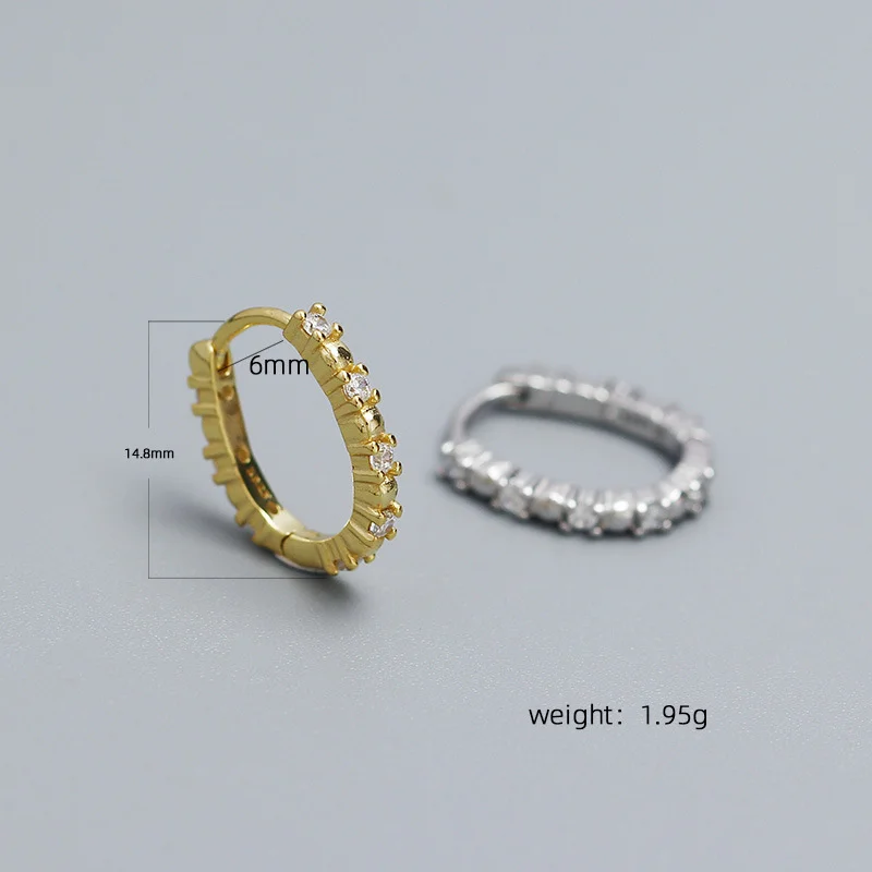 KAMIRA 925 Sterling Silver Hundreds Accessories Simple Zircon Hug Hoop Earrings for Women Elegant Delicate Party Fashion Jewelry