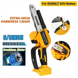 6/8 Inch Brushless Chainsaw for DeWALT 18/20V Battery Cordless Electric Chain Saw Woodworking Cutter Pruning Logging Power Tools