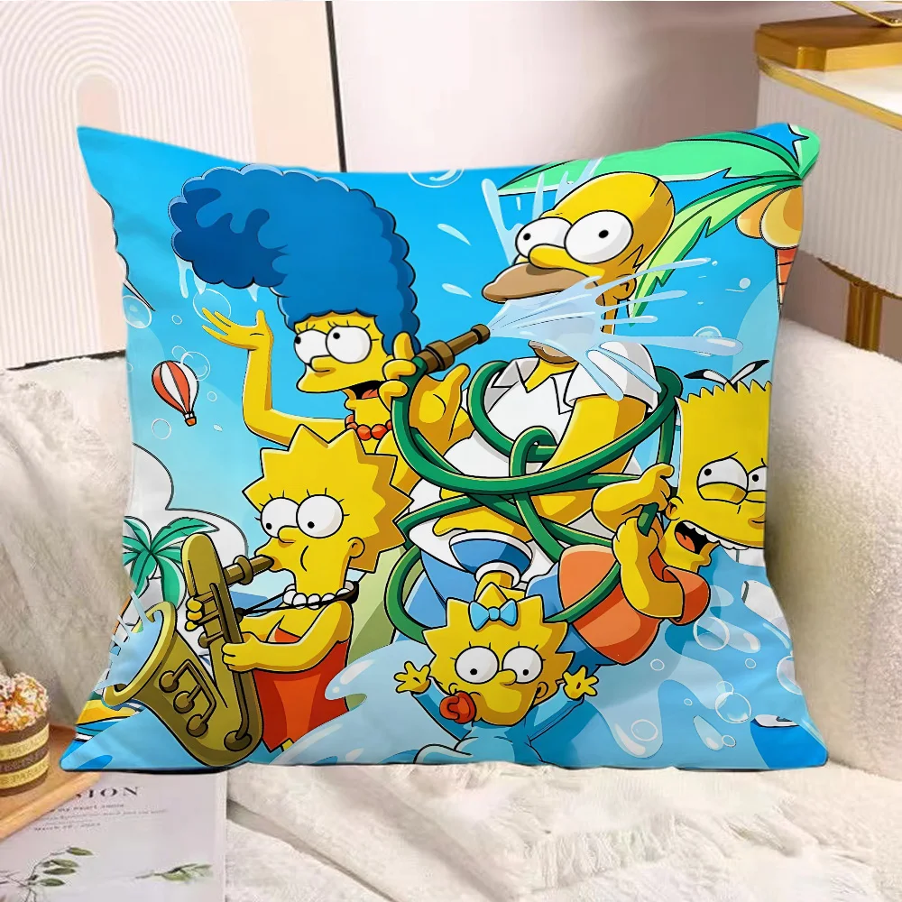 Cartoon Pillow Covers Cartoon Sofa Decorative Home Double-sided Printing Short Plush Cute Cushion The S-Simpsons Cover