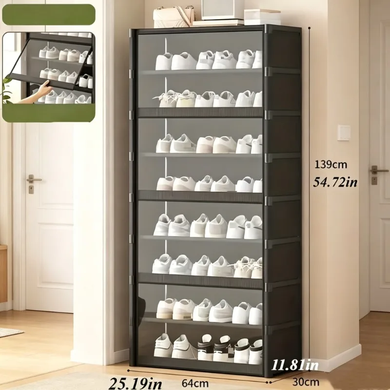 Floor Type Dustproof Shoe Storage Cabinet Easy Assembly Shoe Shelf for Dorm Bedroom Rental House Entryway Organizer