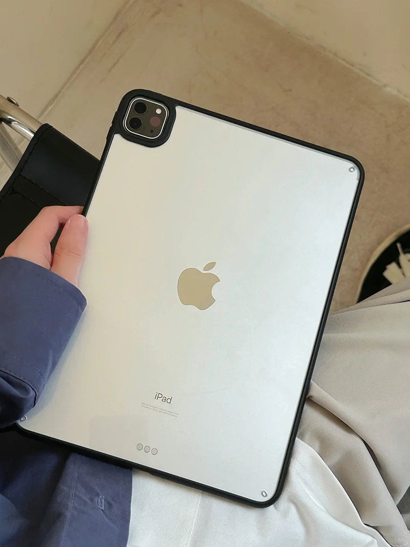 Solid Color Clear Back Cover Tablet Case For iPad Pro 11 12.9 13 M2 M4 M3 M5 Shell 8.3 9.7 10.2 5/6/7/8/9/10/11th Mini Air 3 4 5