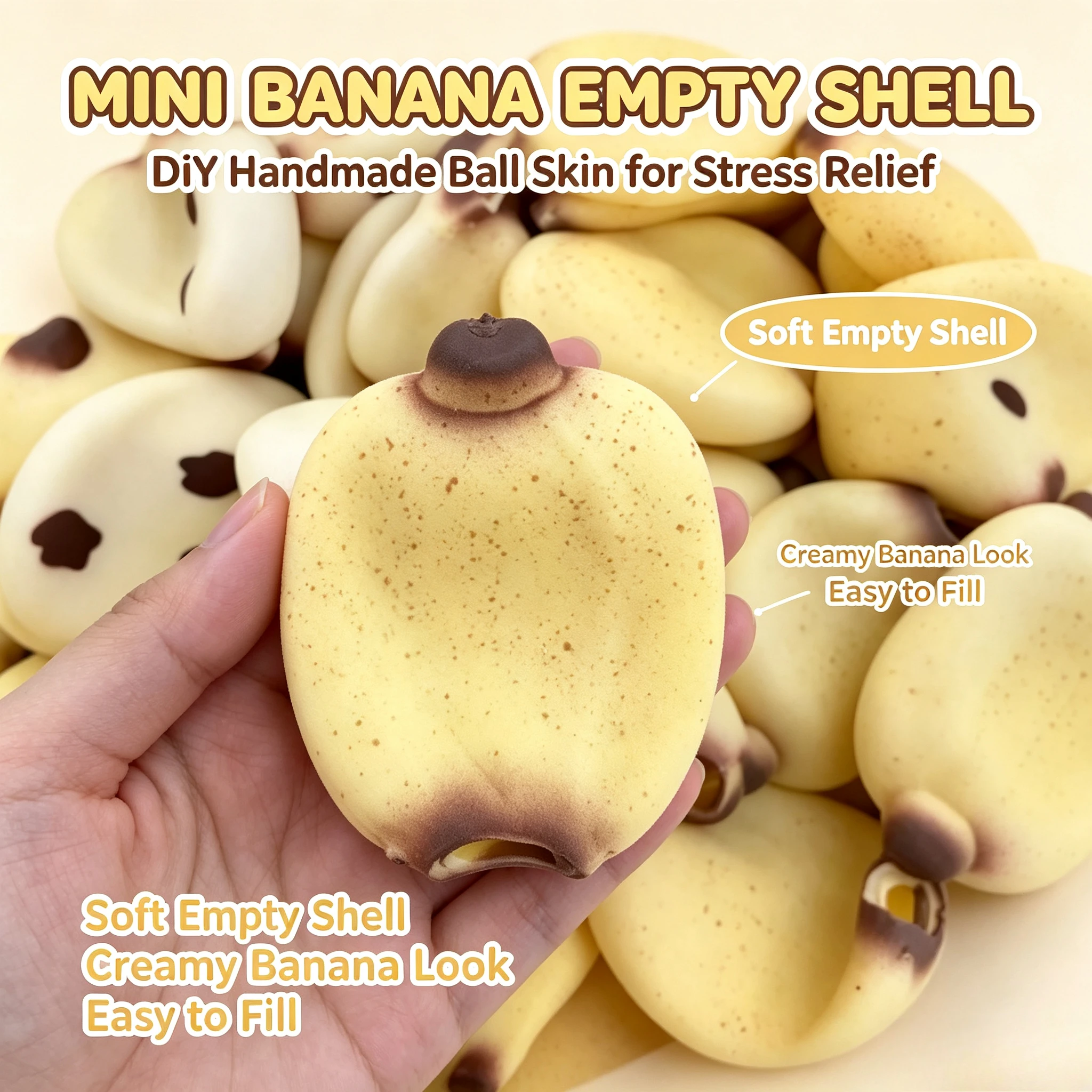 DIY Handmade Cream Sesame Banana Empty Ball Skin Simulation Squeeze Toy Stress Relief Fidget Decompression Craft