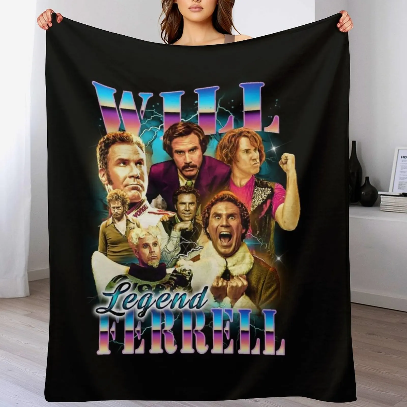 Will Ferrell - legend - 90's bootleg style design Throw Blanket Warm Comfortable Blanket Gift for Parents Friends