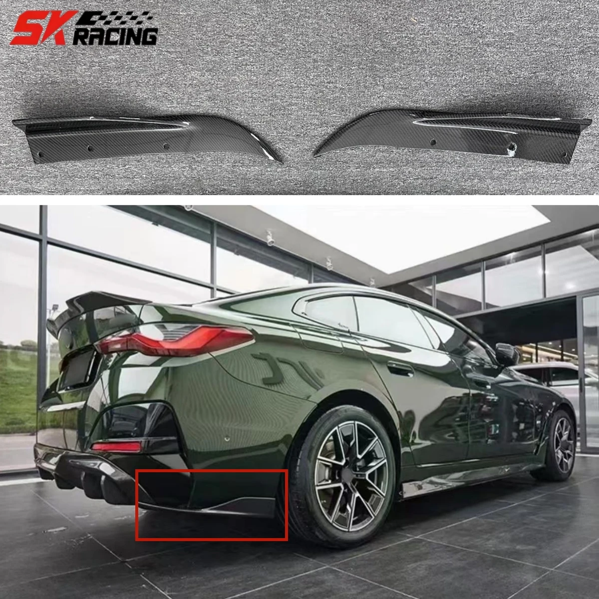 Real Carbon Fiber Rear Bumper Splitter Diffuser Fit For 2021UP BMW G26 430i Gran Coupe i4 Car Body Kits Exterior Part Decorative