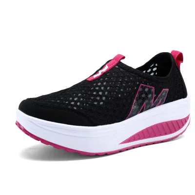 Women Casual Sneakers Comfortable Sport Fashion Height Increasing Shoes for Woman 2022 Breathable Air Mesh Swing Wedges Sneakers