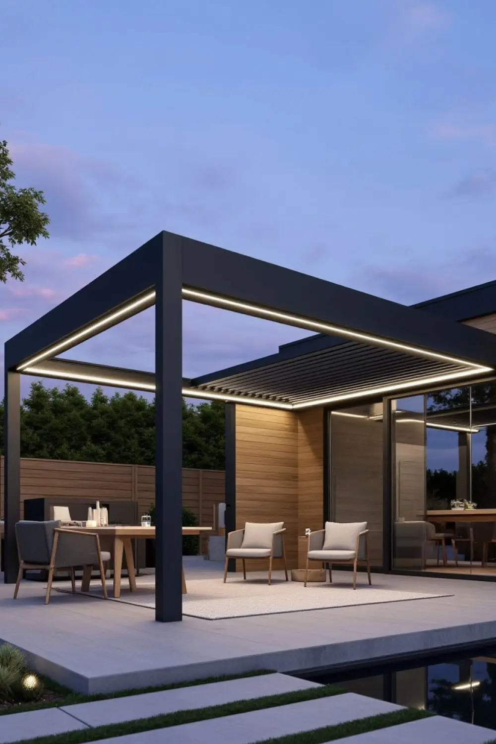 Outdoor Louvered Hardtop Gazebo Waterproof Luxury Garden Pavilion Ideal Party Gathering Relaxing Retractable Pergola Sun Shade