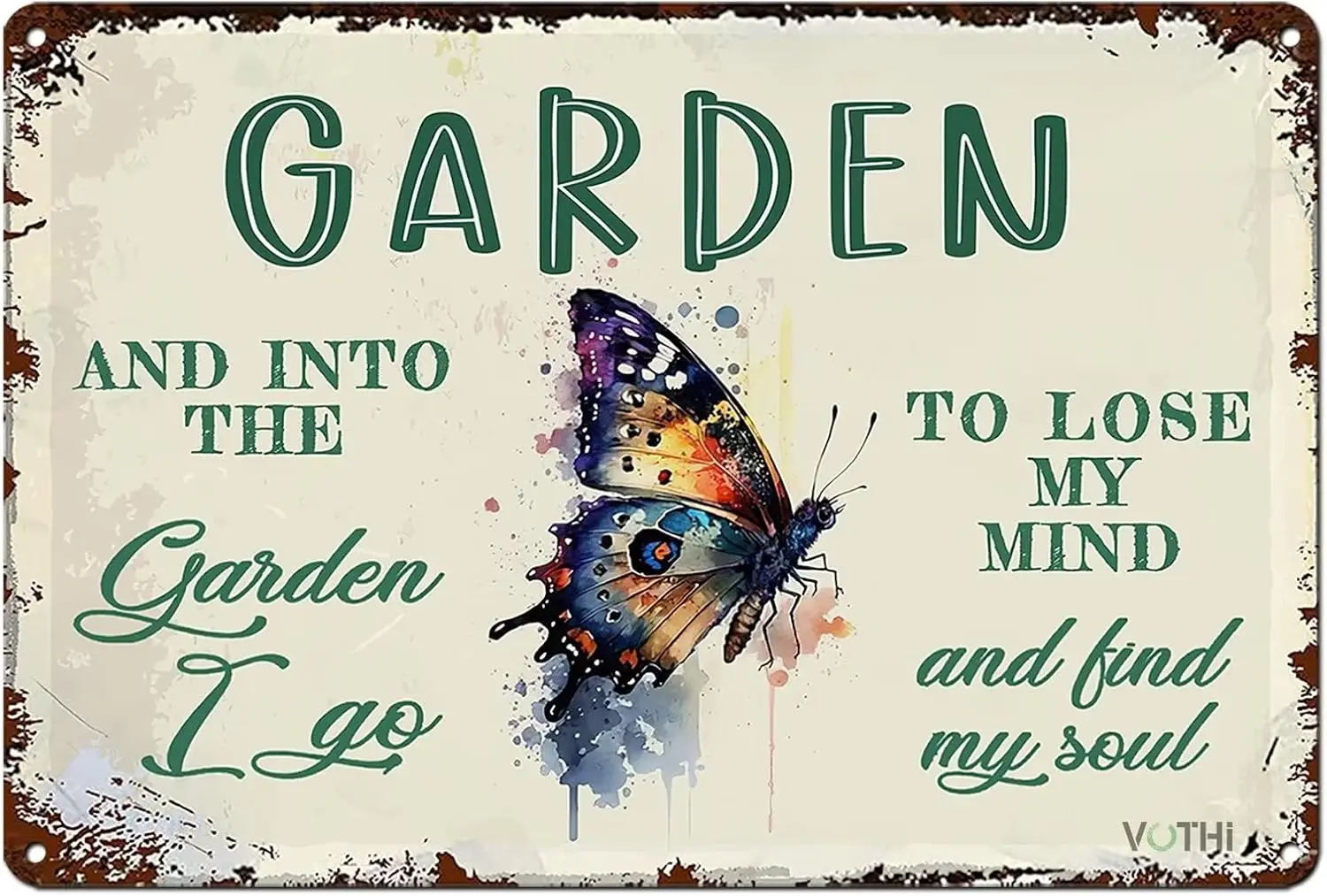Y1,Funny Signs And Into The Garden I Go To Lose My Mind Find Metal Sign Poster for Farmhouse Home Kitchen