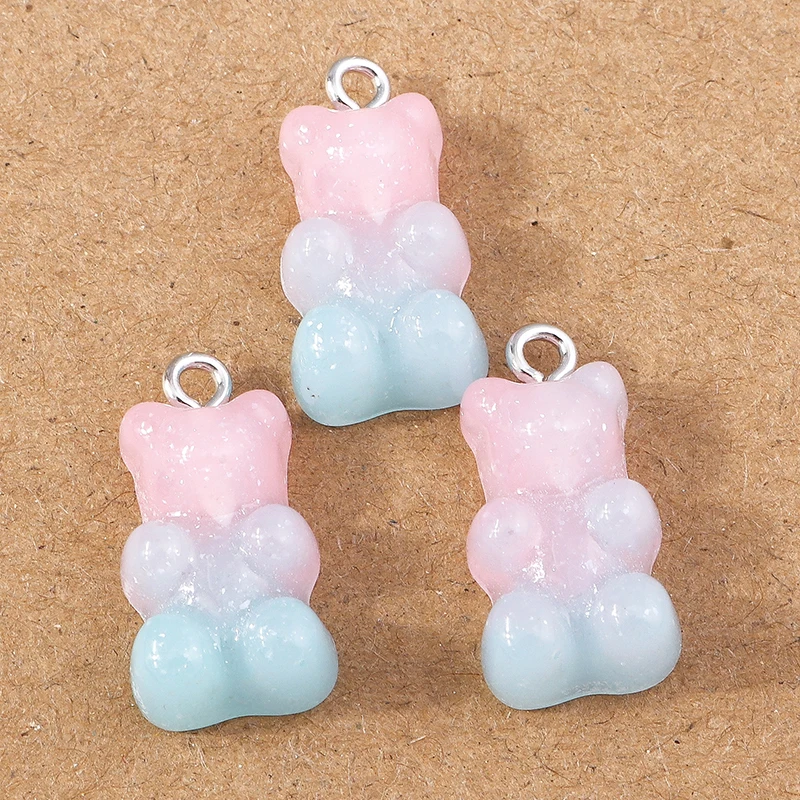 10 Stück 20 x 11 mm niedliche Harz Tier Bär Charms Anhänger für Schmuckherstellung Ohrringe Halskette DIY Zubehör Zubehör – Detail 11