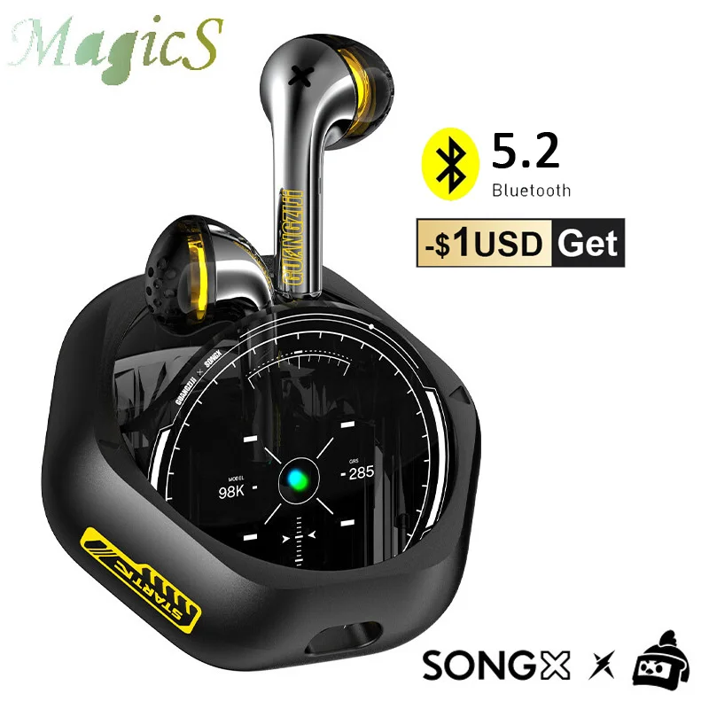 Bluetooth 5.2 Earphone TWS Earbuds Active Noise Control Qi Wireless Charging HIFI Stereo Headphones Waterproof Low Latency