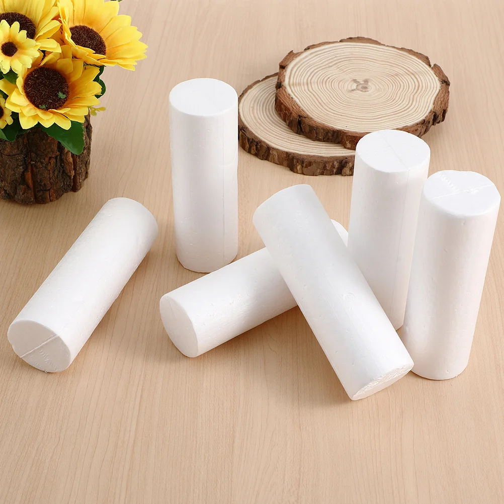

8Pcs 15cm Polystyrene Foam Cylinders White Craft Rods for DIY Projects Wedding Decorations Festive Arrangements