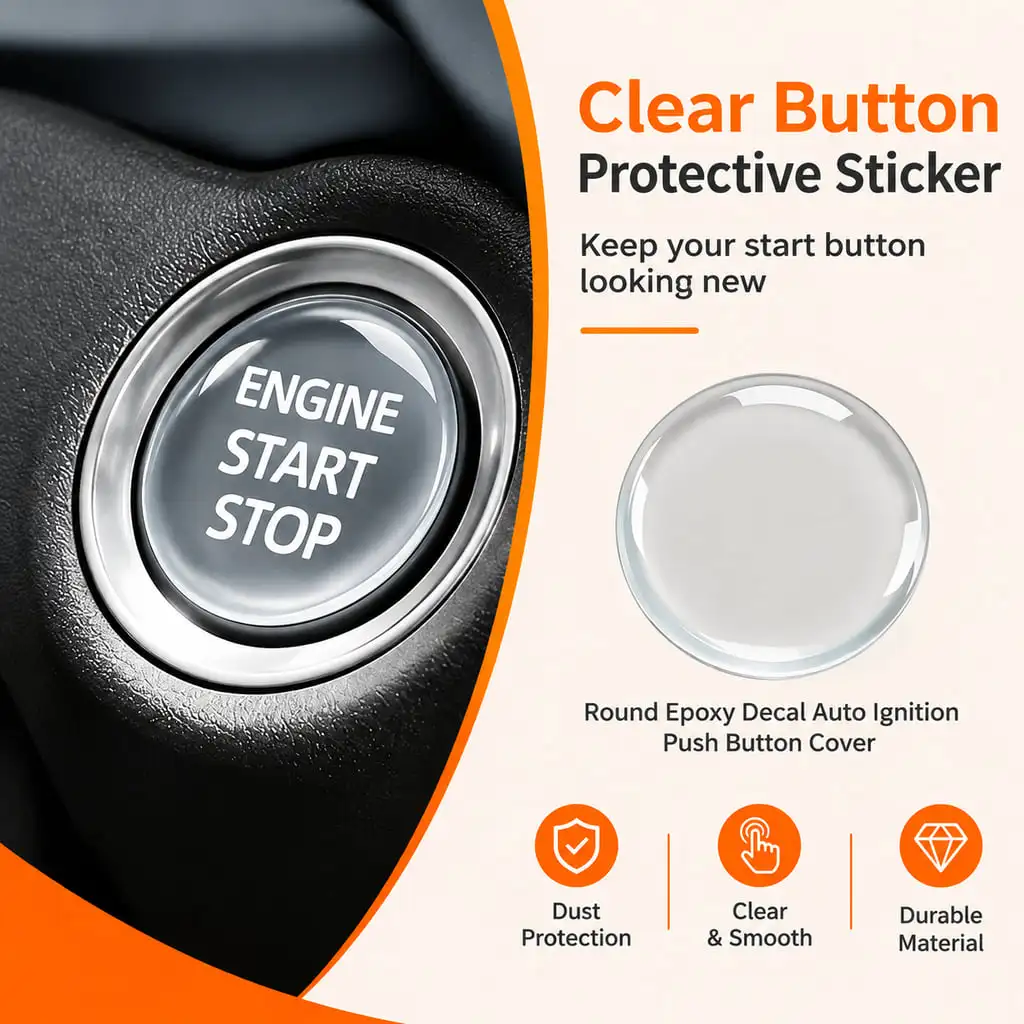 YONGRUN Car Engine Start Stop Button Cover High Transparency Scratch Resistant Waterproof Fit For Sedan SUV Truck