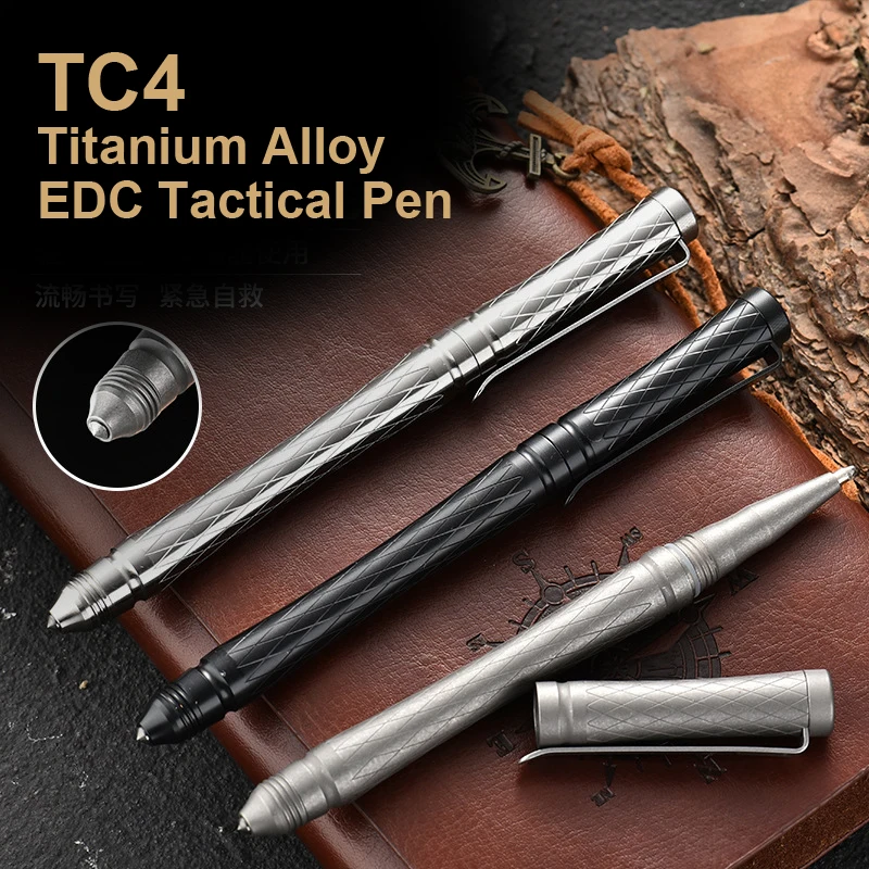 TC4 Titanium Alloy Tactical Pen, Tungsten Steel Head Emergency Window Survival, High-End Portable Edc Bolt Writing Pen,A1331