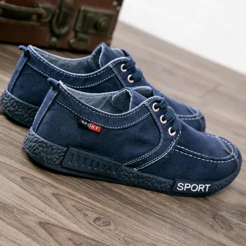 New Spring/Autumn Men's Canvas Shoes Breathable Lace-up Casual Shoes Fashion Vulcanize Shoes Outdoor Non-slip Sneakers