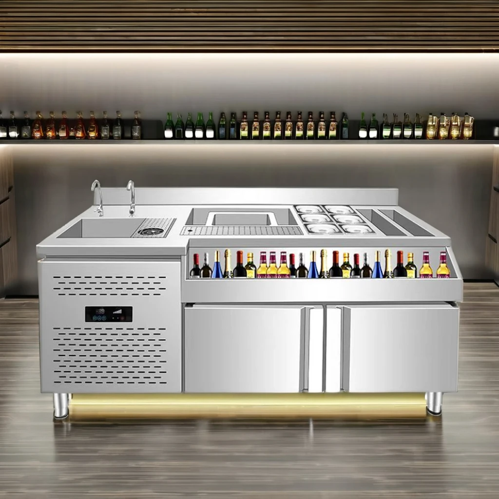 Commercial Modern Portable Bar Counter Bartender bar Station Stainless Steel Cocktail bar Workstation