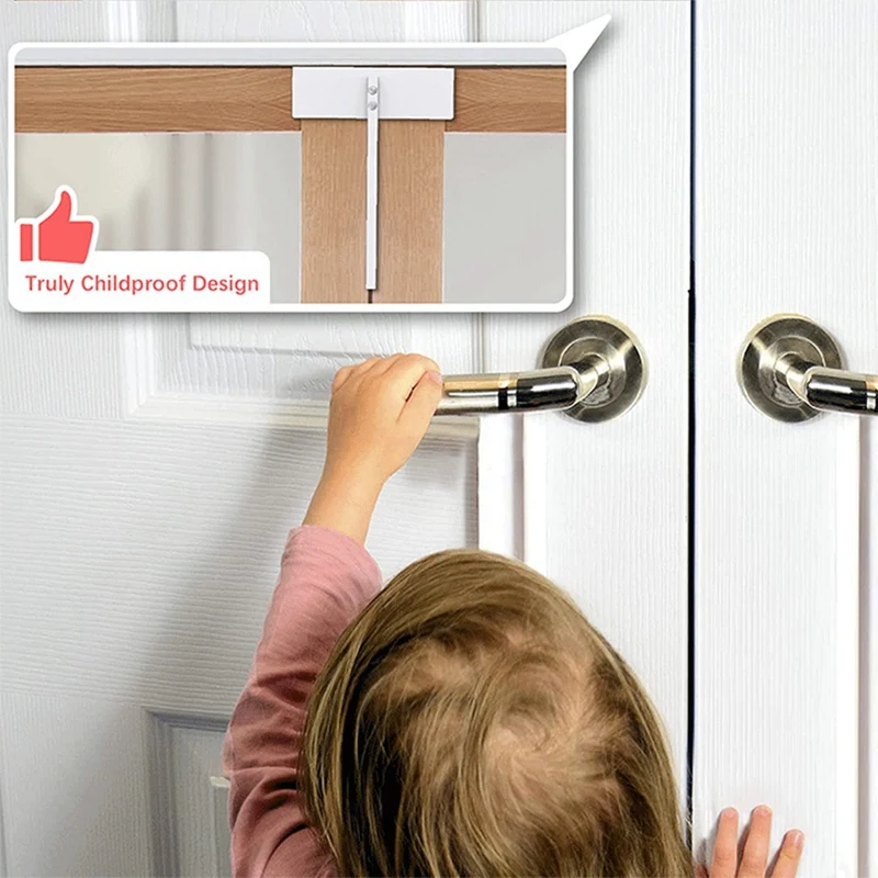 Metal Bifold Door Lock - Double Door Child Safety Locks Keep Toddler, Cats&Dogs Out Of Closets, Cabinets