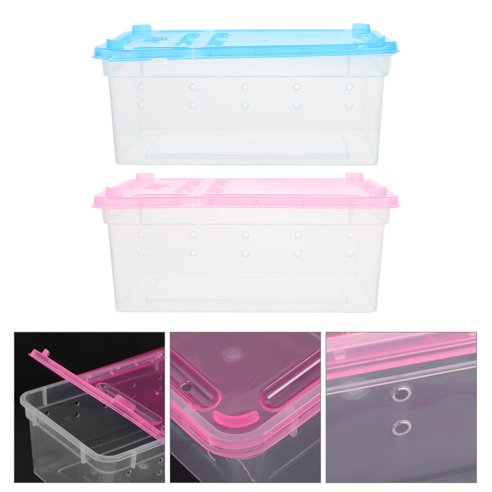 

2Pcs Baby Feeding Box Wear Resistant Lightweight Reptile Breeding Cage Tortoise Gecko Portable Snake Reptile Box