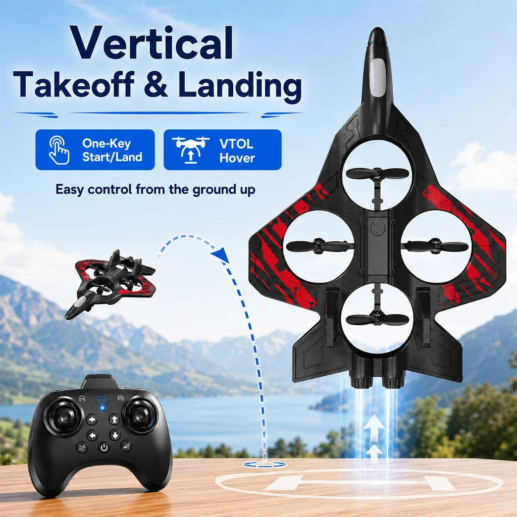 Shock Resistant RC Aircraft Full Enclosure Protection High Toughness Wing Three Flight Modes One Key Takeoff Landing Surround Kid Gift