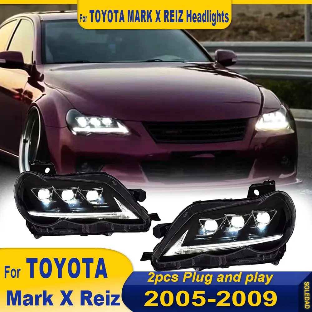 Head Lamp for Toyota Reiz Mark X LED Headlight 2005 2006 2007 2008 2009 Headlights Reiz DRL Turn Signal Angel Eye Projector Lens